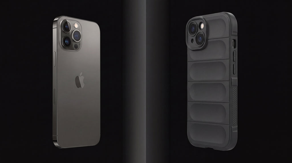 OnlyCovers LB iPhone case - before and after protection comparison